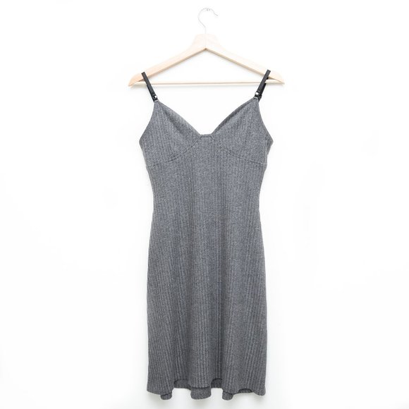 Opening Ceremony Ribbed Gray Mini Dress Sweetheart Neckline - Picture 2 of 7